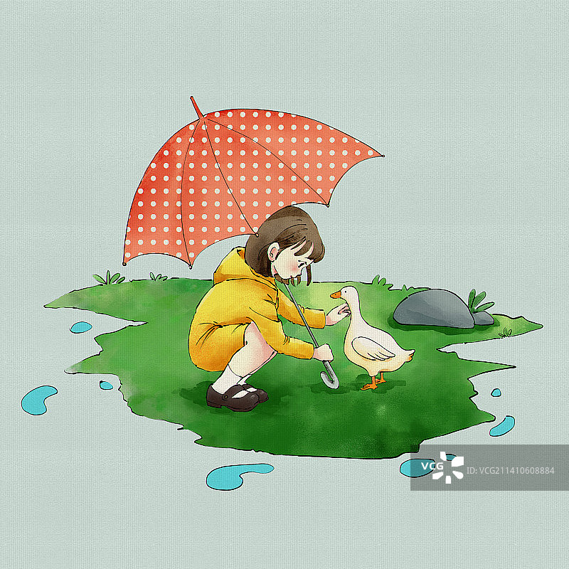 打伞的小女孩图片素材