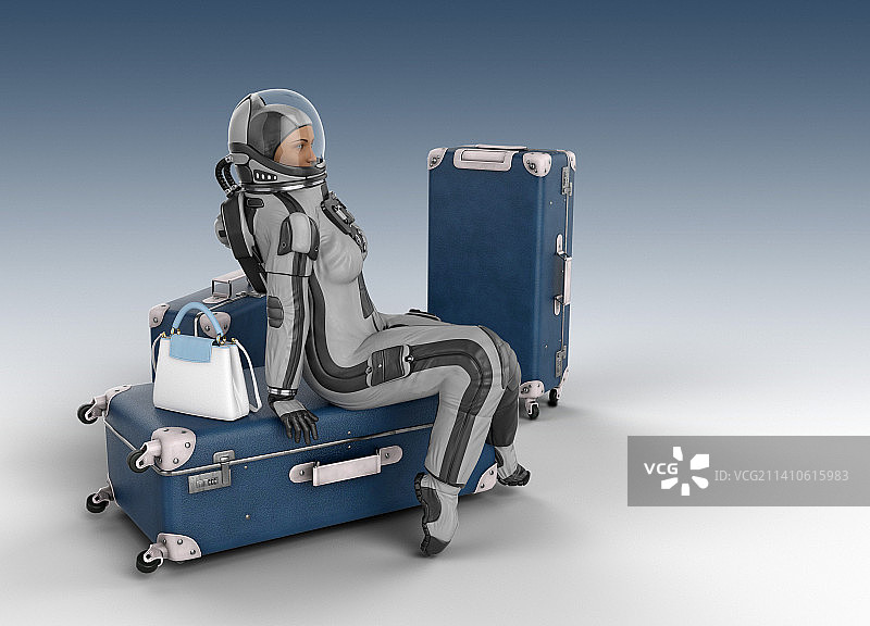 宇航员等待出发前往太空插画图片素材