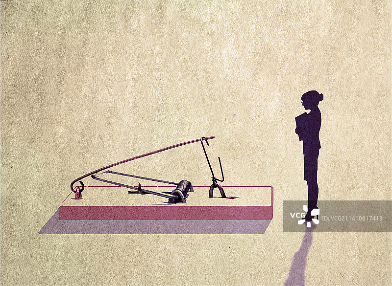 女商人与大型捕鼠器，插图图片素材