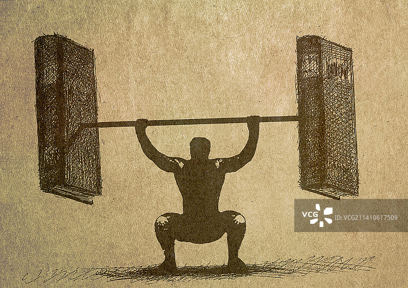 举重运动员举书插画图片素材