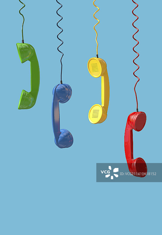 不同颜色的电话听筒插图图片素材