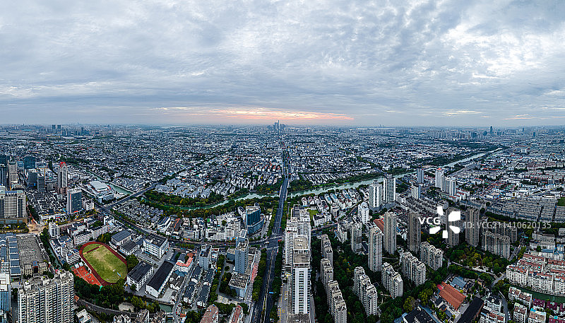 江苏苏州城市清晨航拍图片素材