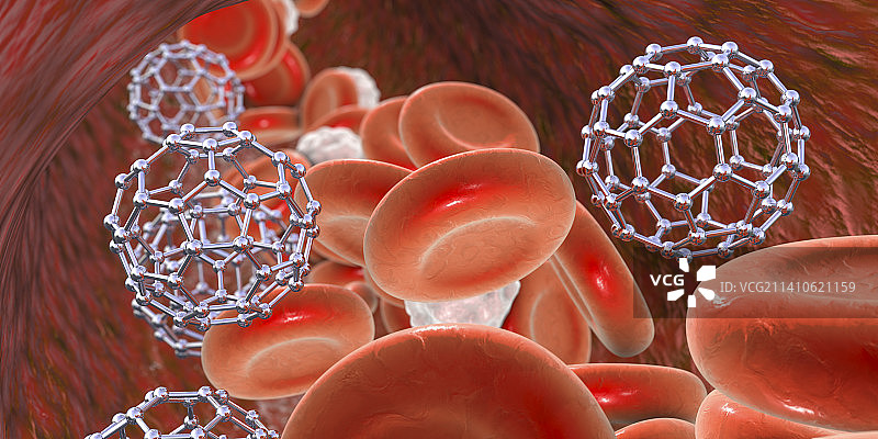 血液中的富勒烯纳米颗粒图示图片素材