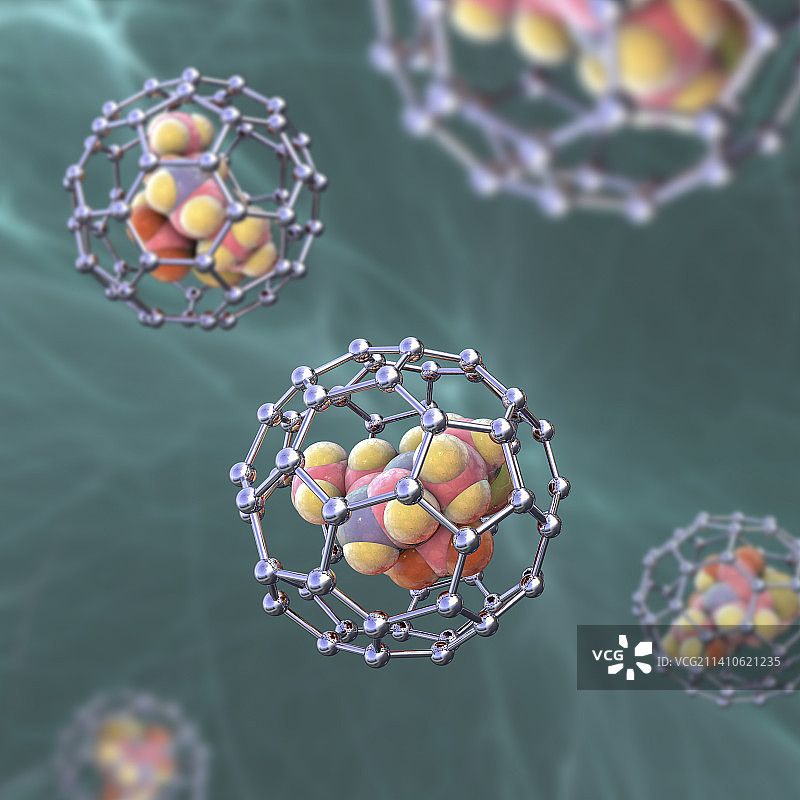 药物递送中的纳米粒子概念插画图片素材