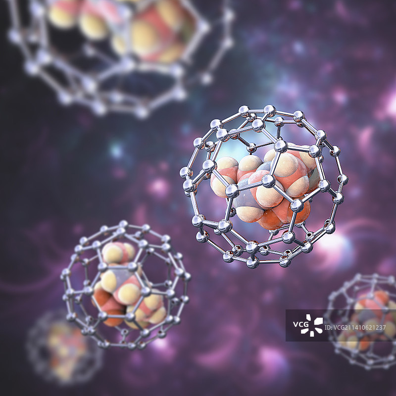 药物递送中的纳米粒子概念插画图片素材