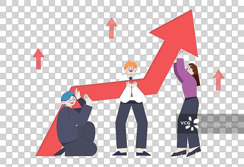 卡通白领职场经济上升箭头人物图片素材