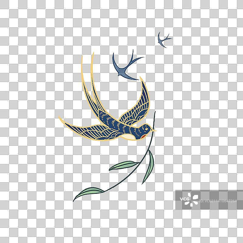 春分燕子衔着柳枝图片素材