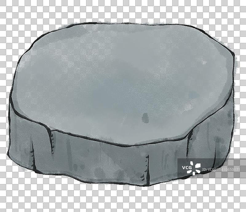 石头古风水墨插画图片素材