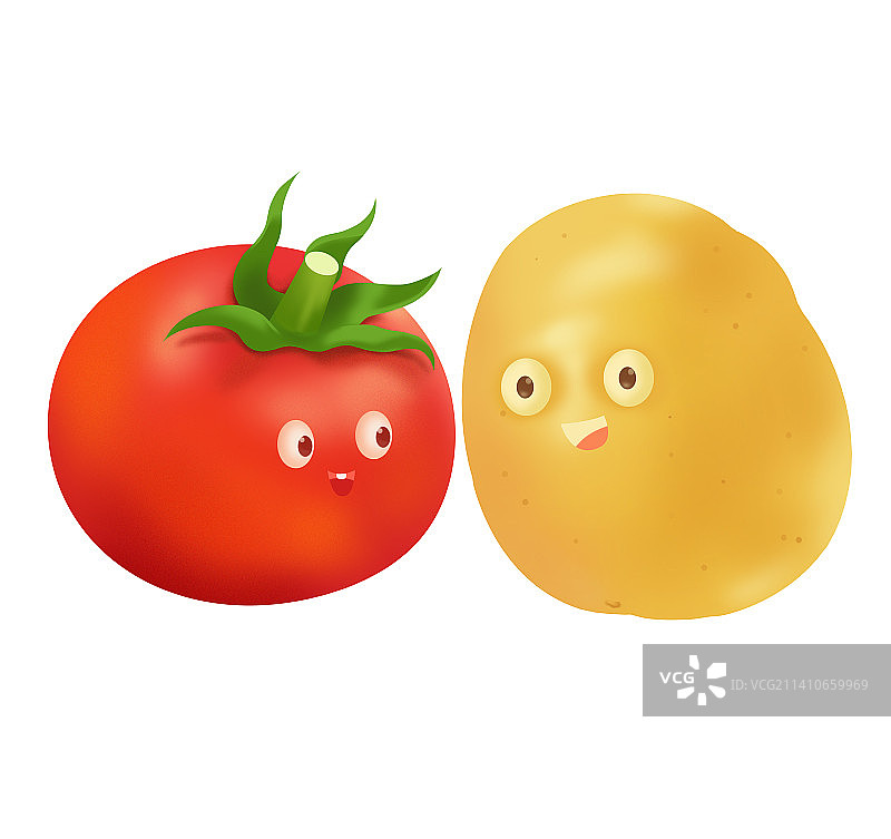 可爱卡通番茄土豆西红柿马铃薯创意元素插画图片素材