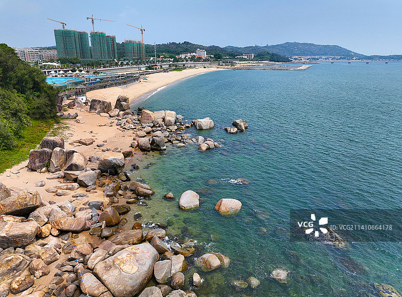 广东省汕头市潮阳区海门镇莲花峰风景区航拍图片素材