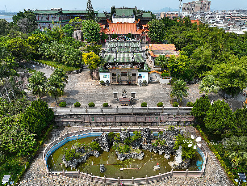 广东省汕头市潮阳区海门镇莲花峰风景区航拍图片素材