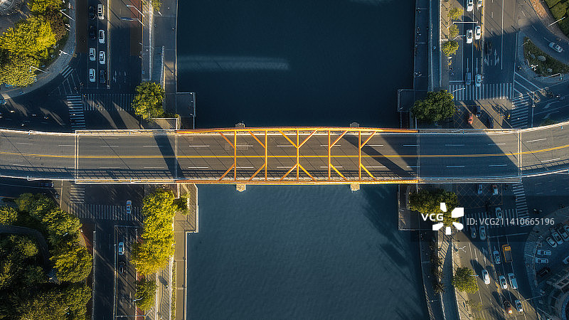 俯拍天津海河金刚桥图片素材