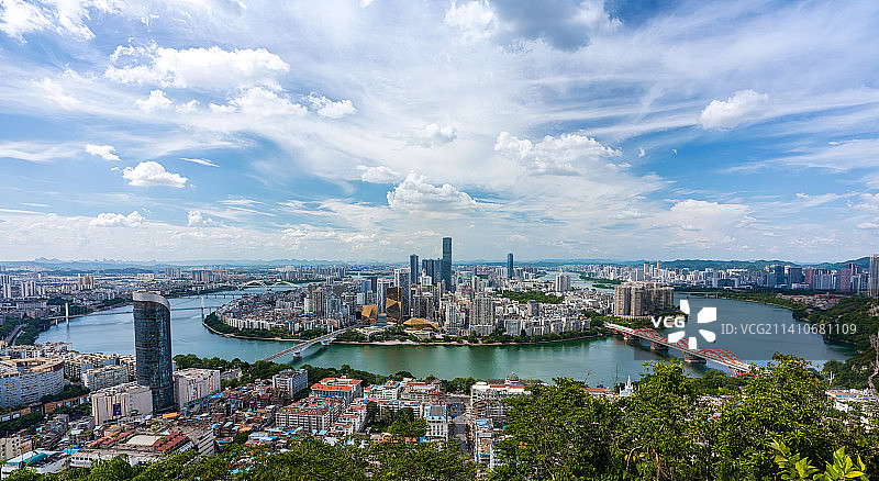 城市风光高视角全景图 广西柳州全景-马鞍山公园打卡图片素材