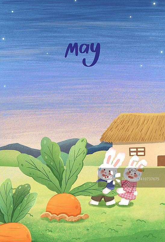 兔年5月份插画图片素材
