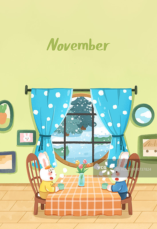 兔年11月份插画图片素材