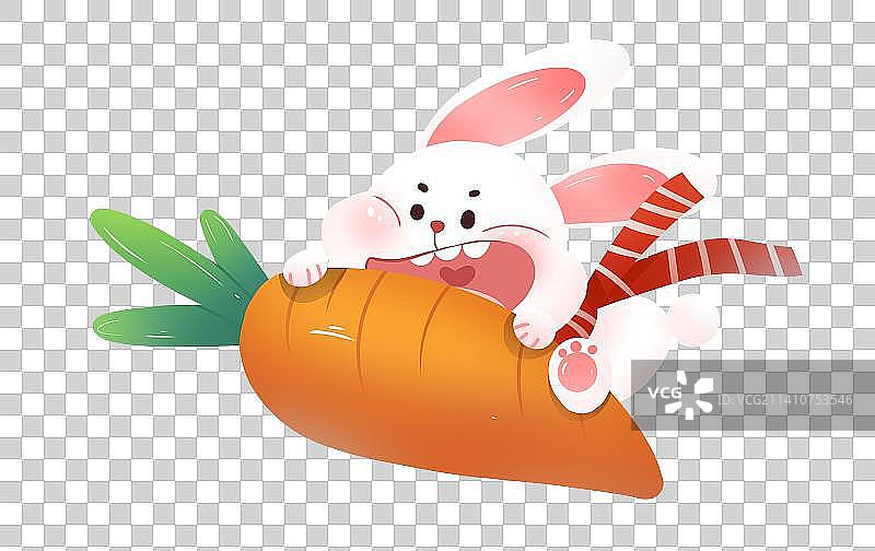 手绘卡通兔年兔子萝卜图片素材