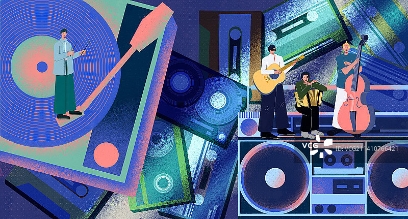 怀旧音乐会主视觉插画（文字版）图片素材