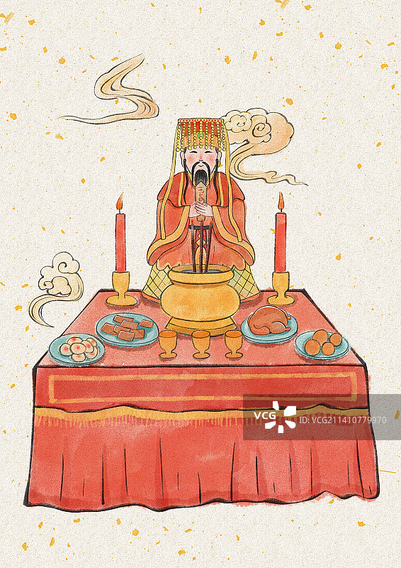 年俗大年初九玉皇天诞插画图片素材
