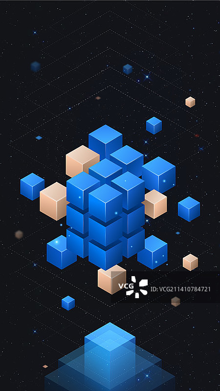 蓝金色2.5D未来炫酷科技数据海报图片素材