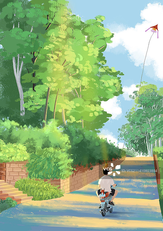 风筝场景类风景插画图片素材