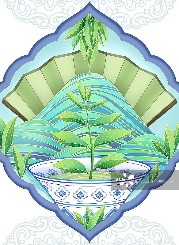 国潮茶叶包装插画图片素材