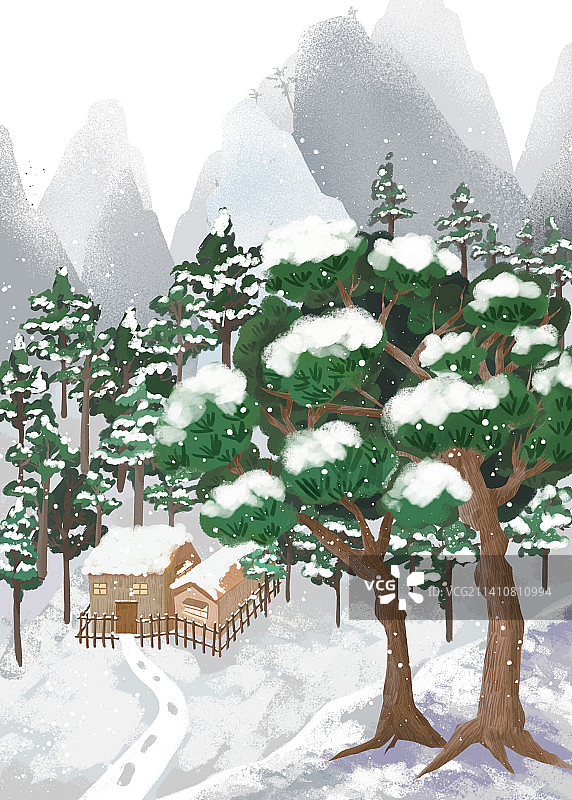 雪景场景插画图片素材