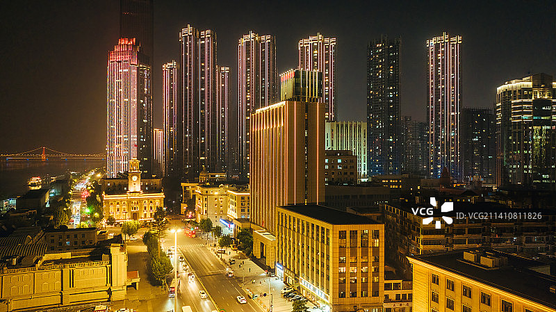 武汉汉口江汉关夜景图片素材