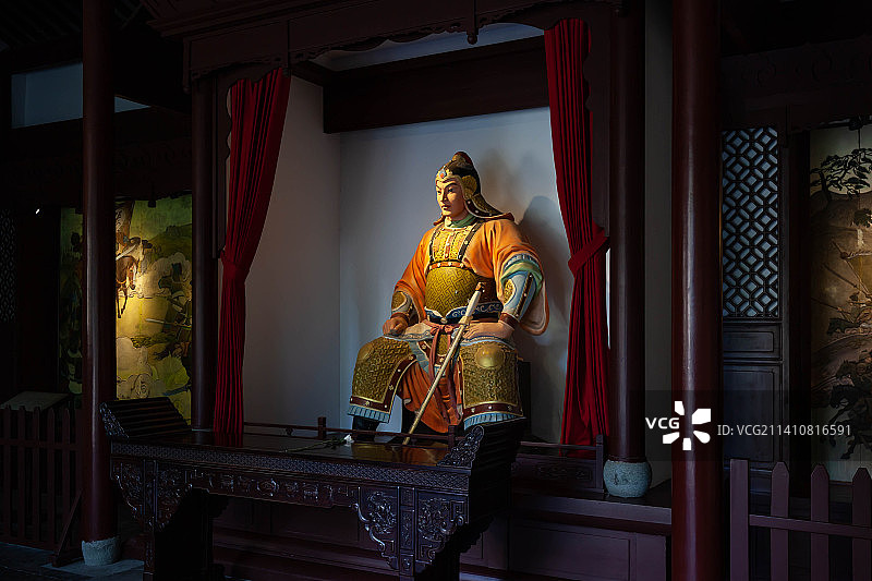 杭州岳王庙张宪塑像图片素材