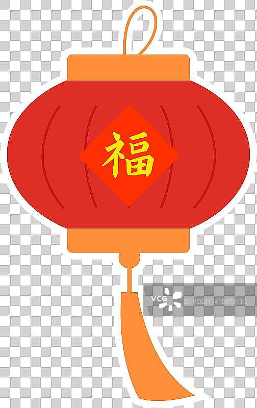灯笼新年贴纸插画设计元素，IP形象设计可爱卡通，新年春节除夕小年元旦冬季生意兴隆福字吉祥话贴纸表情包图片素材