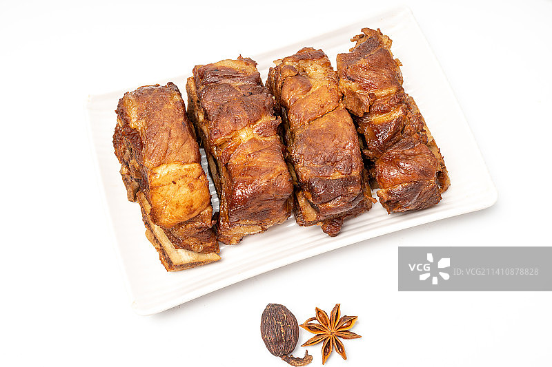 五香酱卤猪排骨，卤猪颈骨，餐饮美食图片素材