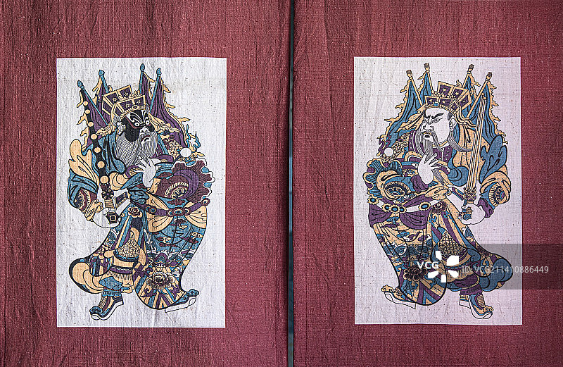 年画门帘-一对门神图片素材