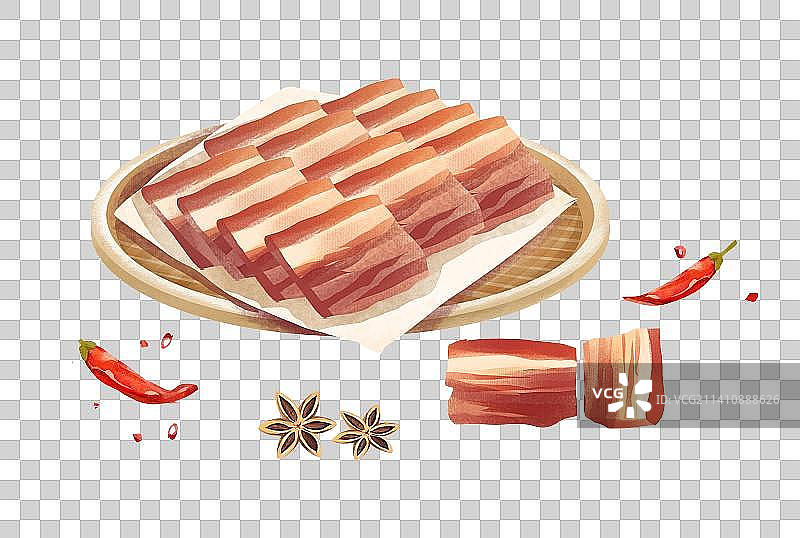 新年年货烟熏腊肉插画元素图片素材