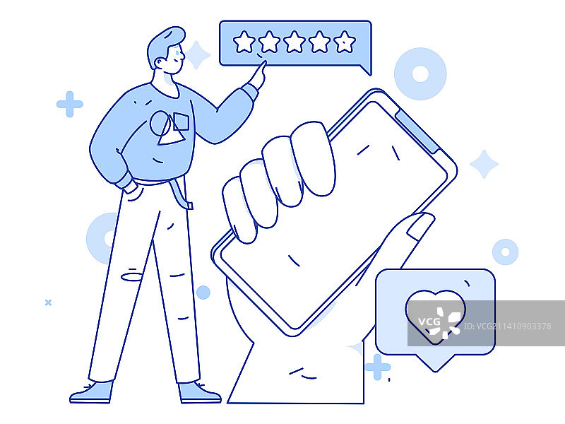 给好评的人物扁平矢量概念运营插画图片素材