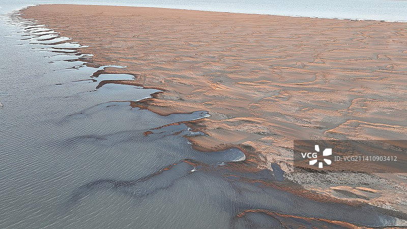 旱情下的岳阳洞庭湖湖床航拍图片素材