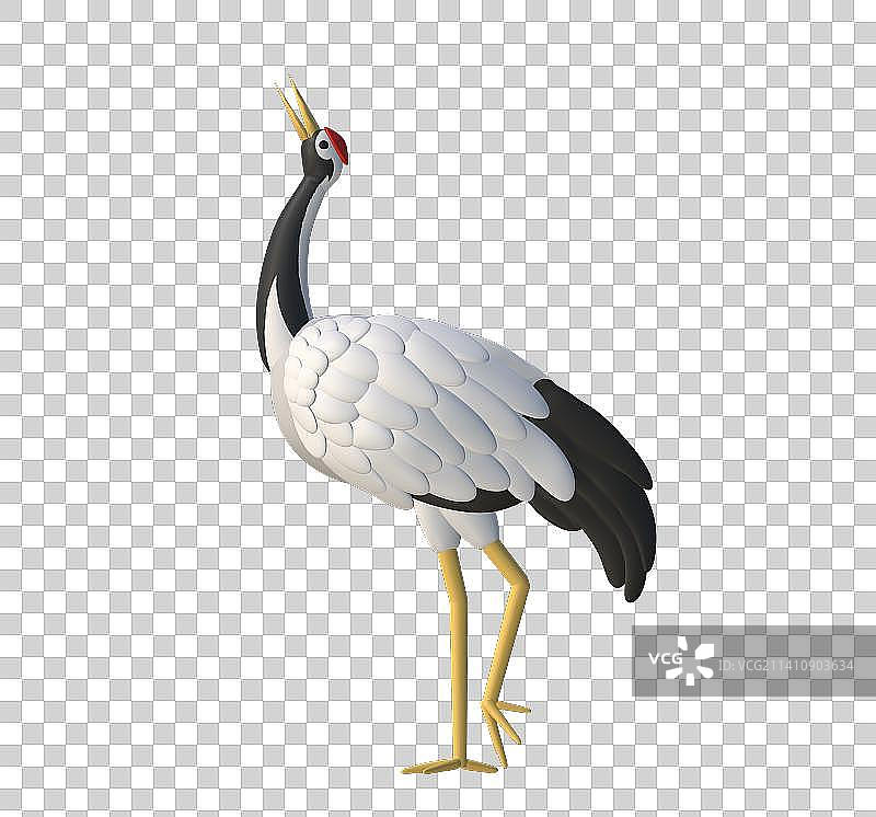 丹顶鹤3D卡通插画元素图片素材