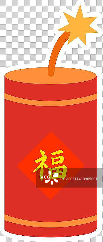 鞭炮新年贴纸插画设计元素，IP形象设计可爱卡通，新年春节除夕小年元旦冬季福字吉祥话贴纸表情包图片素材