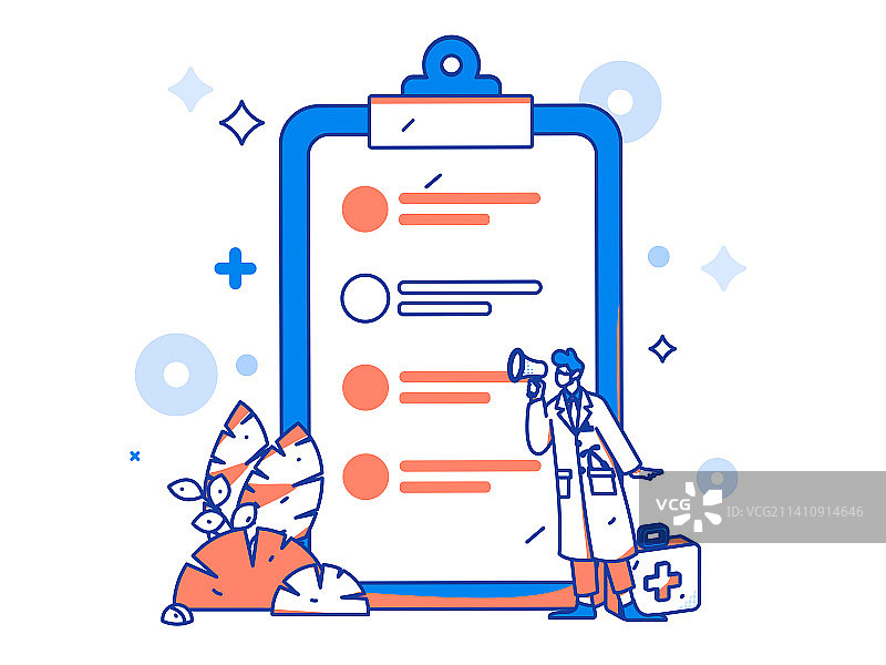 医生体检扁平矢量概念运营插画图片素材