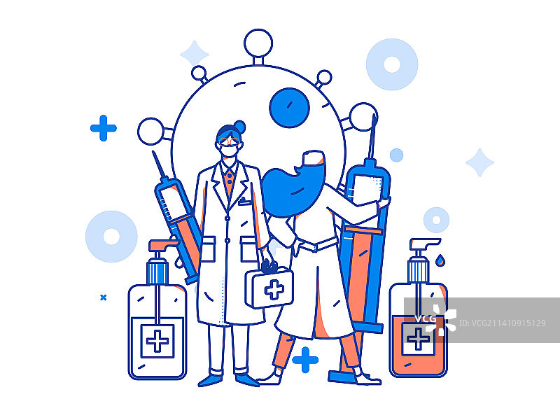 医生体检扁平矢量概念运营插画图片素材