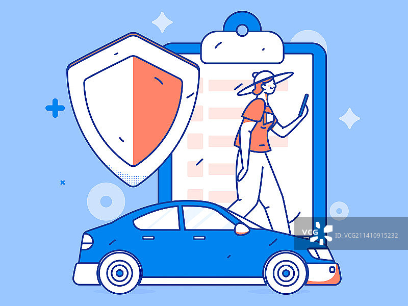 汽车保险扁平矢量概念运营插画图片素材