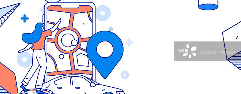 白领打车出行扁平矢量概念运营插画图片素材