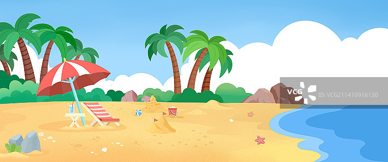 海边沙滩自然风光，休闲环境图片素材