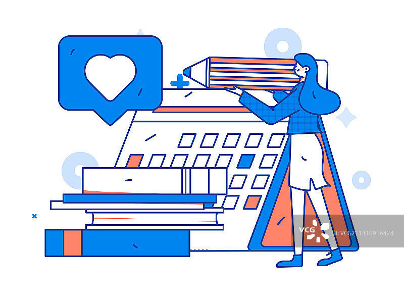 签到人物扁平矢量概念运营插画图片素材