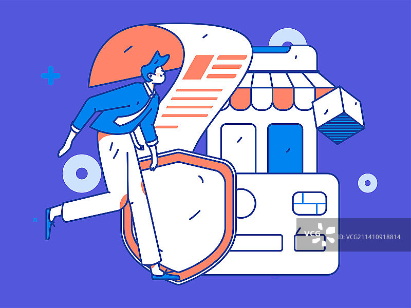 网络支付安全人物扁平矢量概念运营插画图片素材