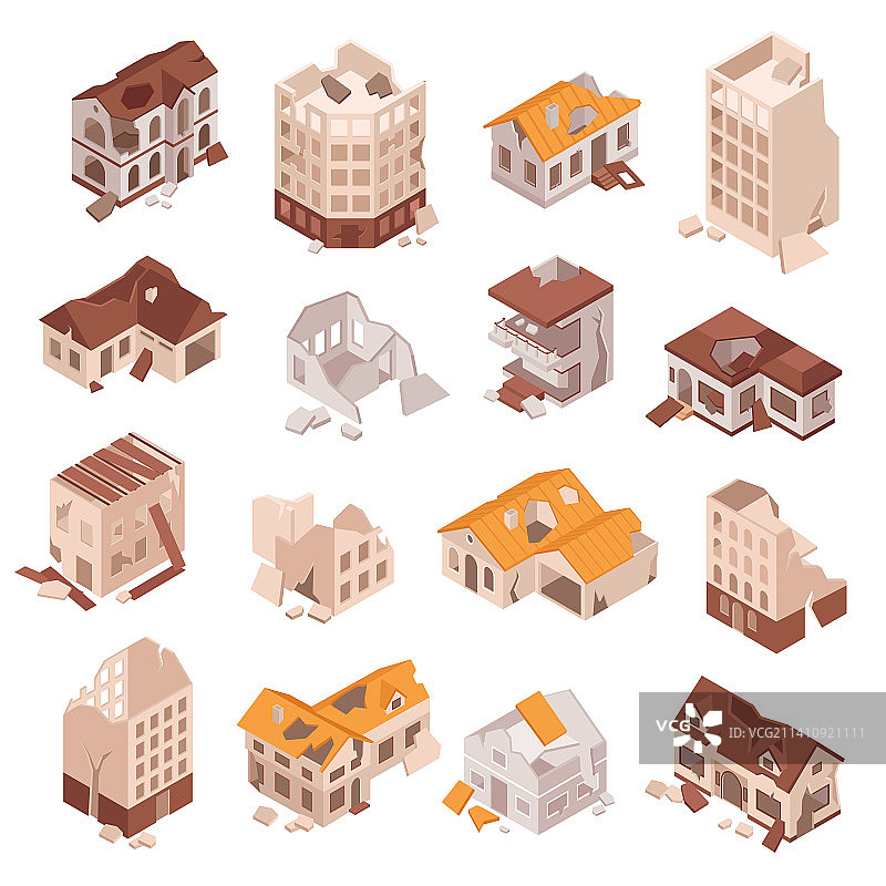 废弃房屋2.5D素材图片素材