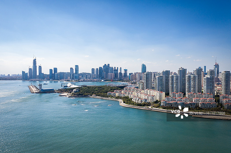 青岛市南区海岸线航拍图片素材
