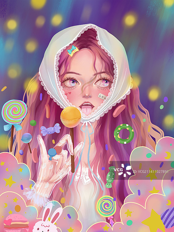 棒棒糖女孩图片素材