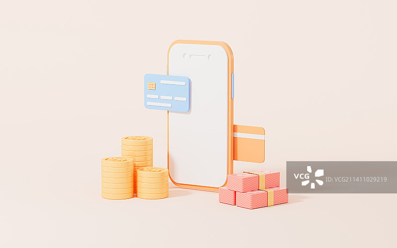 卡通网上银行概念3D渲染图片素材