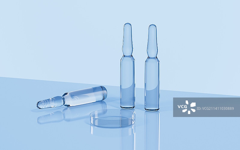 实验室里的安瓿瓶3D渲染图片素材