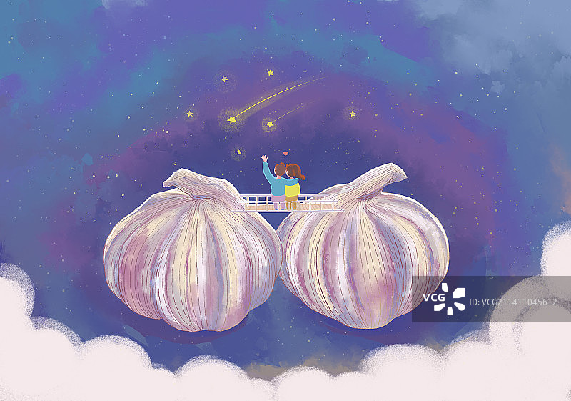 手绘板绘水彩风小清新蔬菜写生大蒜图片素材