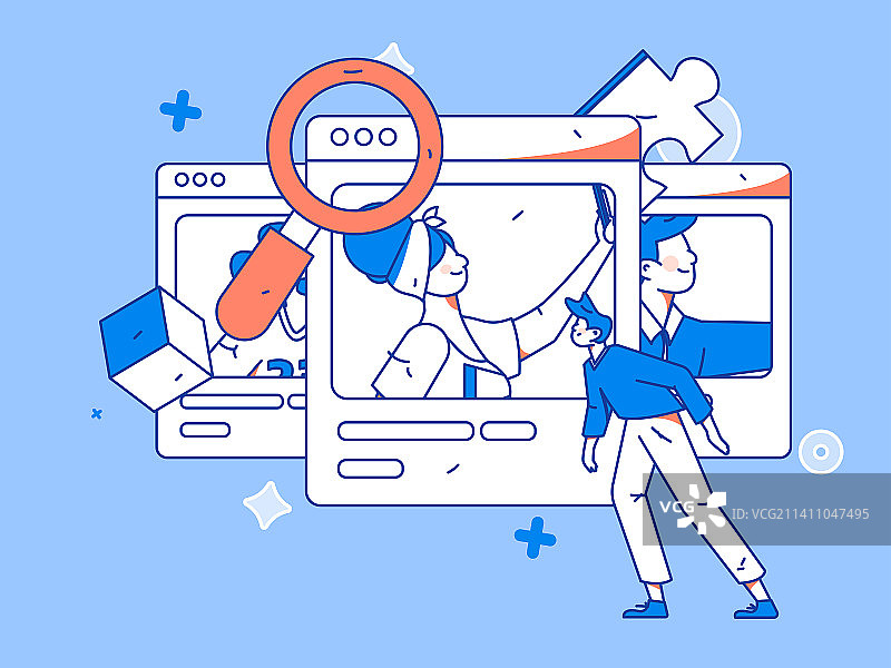 求职面试的人员扁平矢量概念运营插画图片素材